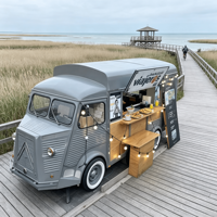 Food Truck de tacos mexicains frais, churros et friandises, avec friteuse de précision et grill en fibre de verre, pour service rapide de repas urbains