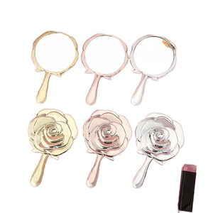 Espejo de Maquillaje de Mano con Forma de Rosa, Acrílico Electrochapado, Espejo de Mano de Una Sola Cara, Espejo Cosmético de Vidrio Transparente para Salón de Belleza, Spa, Vanidad - Product Image 1