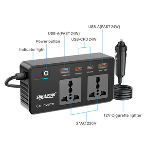 Convertisseur de puissance pour <span class=keywords><strong>voiture</strong></span> 200W pour ordinateur portable, commande en gros, <span class=keywords><strong>12V</strong></span> 220V, chargeur universel pour ordinateur portable, <span class=keywords><strong>adaptateur</strong></span> <span class=keywords><strong>USB</strong></span> pour camping en extérieur - Product Image 2