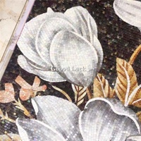 Murale en verre/marbre à motifs floraux faits à la main, art de la mosaïque personnalisé pour hôtel, villa, salon, entrée, décoration murale