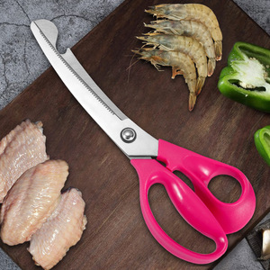 <b>Kitchen</b> <b>Scissors</b> Stainless Steel 8 In Rose Red Straight Head With Bottle Opener For Home Use - Product Image 1