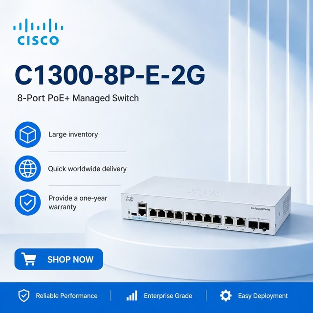 C1300-8P-E-2G 1300 Series 8-Port 10/100/1000 POE Managed Network Switch with 20G Capacity