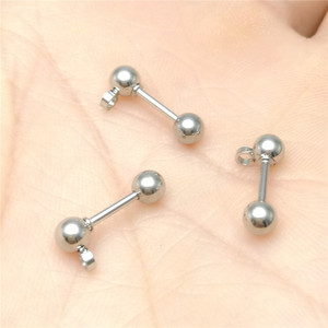 Clous d'oreilles en acier inoxydable avec fermoirs à vis et coupelles à griffes pour la fabrication de boucles d'oreilles, formes variées, couleur acier - Product Image 2