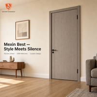 Puerta Interior Moderna Mexin de Panel Plano de Madera Gris, Insonorizada, Precolgada con Marco para Dormitorio, Apartamento, Renovación del Hogar