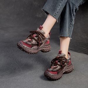 Zapatos de mujer de estilo nuevo, informales, transpirables, que aumentan la altura, versión coreana, con aspecto desgastado, a la moda y modernos. - Product Image 2