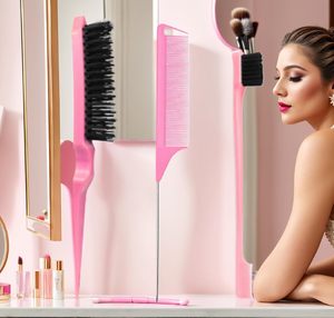 Wholesale Custom Teasing Hair Brush Set Salon Hair Styling <b>Comb</b> Set Rat Tail <b>Comb</b> and Edge Brush - Product Image 4
