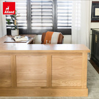 Ensemble de rangement de luxe Alland Tall Base Storage, meuble mural en bois, armoire de bureau avec bibliothèque intégrée, armoire à échelle roulante