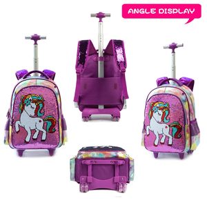 Jasminestar Ensemble de sacs d'école <span class=keywords><strong>à</strong></span> <span class=keywords><strong>roulettes</strong></span> de haute qualité pour enfants avec roues Sacs <span class=keywords><strong>à</strong></span> <span class=keywords><strong>roulettes</strong></span> pour l'école <span class=keywords><strong>Licorne</strong></span> pour les filles - Product Image 3