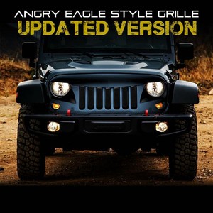 Vente chaude Eagle Eye Design ABS Noir <span class=keywords><strong>Angry</strong></span> Face Grill Accessoires de voiture Grille de pare-chocs avant de voiture pour 2007-2017 <span class=keywords><strong>Jeep</strong></span> Wrangler JK - Product Image 5