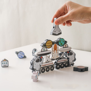 赤ちゃんパズル早期教育実践的な脳トレ木製玩具多機能宇宙飛行士スタースタッキングブロック玩具 - Product Image 3