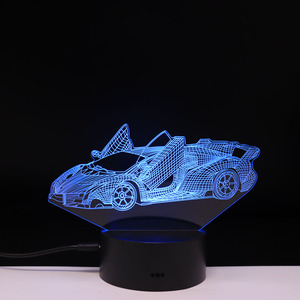 Lampe de nuit 3D à illusion optique en acrylique de la série Racing 7/16 couleurs, lumière LED anime à intensité variable pour chambre à coucher, cadeau d'anniversaire pour garçon - Product Image 1