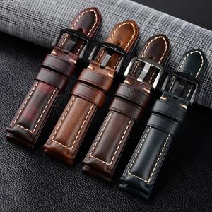 Correa de reloj de cuero genuino Vintage de fábrica 22mm 24mm 26mm CAMBIO DE Color correa de reloj de cuero de vaca italiana pulsera para Panera - Product Image 1