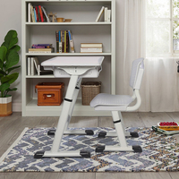 Ensemble bureau et chaise carrés en bois réglables modernes pour la maison, le bureau ou l'école – Table d'étude confortable et multifonctionnelle Hanru facile à assembler