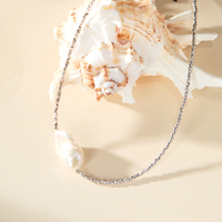 Collar de Perlas Barrocas Irregulares de Agua Dulce Naturales Blancas de 23-24 mm, Plata de Ley 925