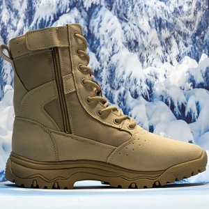 Botas de Nieve Unisex con Forro Polar, de Caña Alta, para Senderismo, Invierno, Tácticas, para Exteriores, Desierto, Cálidas, con Tacón Medio, Color Marrón y Negro Sólido - Product Image 4