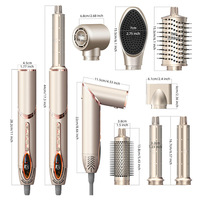 Ensemble de brosses à air chaud BLDC haute vitesse 7 en 1 avec écran LCD 1400W ionique pour boucler, lisser, sécher les cheveux, utilisation en salon, OEM