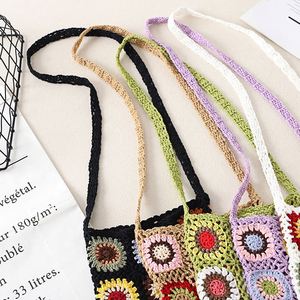 Sac à main vintage en crochet Granny Square avec pompon, en fil tissé, style ethnique, fait main, en polyester, porté épaule ou croisé, photo réelle - Product Image 4