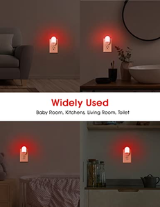 Luces Nocturnas con Sensor de Movimiento, Luces Nocturnas Enchufables, Luces LED Rojas de 0.6W con Activación por Movimiento para Niños, para Dormitorio - Product Image 3