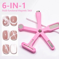 Nouveau bâtonnet magnétique multifonction 6-en-1 pour vernis gel œil de chat, super puissant, pour motifs croisés et forme œil de chat