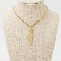 Collier en acier inoxydable plaqué or 18 carats avec carte d'Israël, pendentif étoile de David, bijoux juifs en or, collier Magen David pour femmes