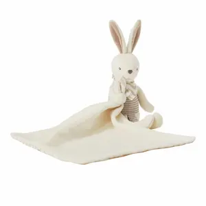 Cute Custom Plush Bunny Comforter Baby Doudou Newborn Cute Rabbit Baby Security Smoothing Towel Toy