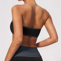 Soutien-gorge de sport bandeau sans bretelles GH personnalisé avec logo, grande taille pour femme, color block, coupe ajustée, respirant, anti-transpiration, extensible dans les quatre sens, maintien optimal