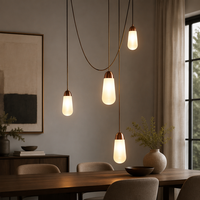 Lustre de salle à manger avec abat-jour en verre, noir et or, LED, E27, hauteur réglable, luminaire suspendu moderne pour îlot de cuisine
