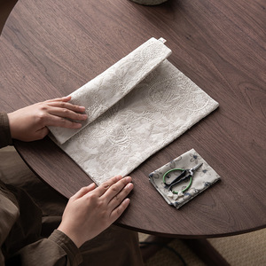 Tapete de Té Redondo Bordado Jacquard Guanlan, Impermeable y Aislante del Calor, para Accesorios de Ceremonia del Té - Product Image 2