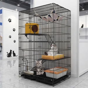 Jaula Metálica Resistente para Gatos, Modelo 2026, Grande, de 2 Niveles, con Bandeja de Plástico para Uso en Interiores, para Múltiples Gatos - Product Image 1