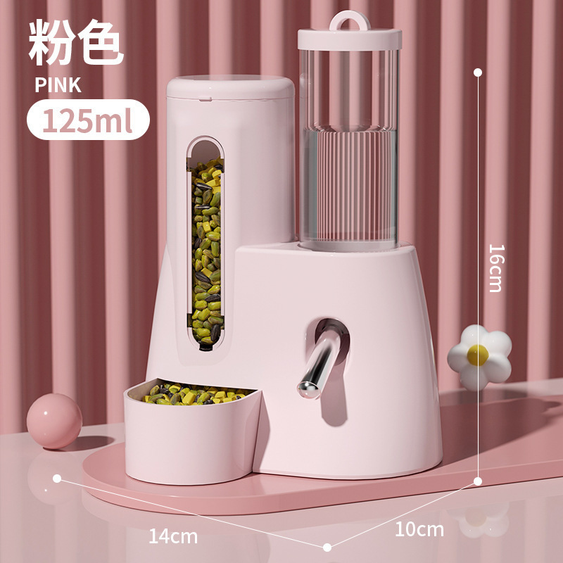 Distributeur d'eau et de nourriture pour hamster [Rose] (Grand)