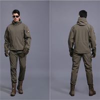 Veste et pantalon de chasse tactiques en tissu polaire tissé, imperméables, respirants, anti-déchirures, coupe-vent, uniforme de combat extérieur