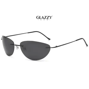 Glazzy benzersiz Ultralight 9.1g polarize çerçevesiz matris moda erkekler güneş gözlüğü balıkçılık sürüş spor güneş gözlüğü