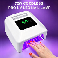 Lampe à ongles UV LED 72W, 32 perles LED, sécheuse de vernis gel, capteur automatique, écran LCD, lampe à ongles gel à séchage rapide pour salon de beauté, rechargeable