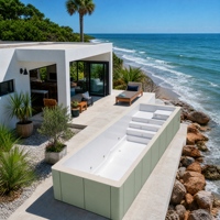 Piscine modulaire en FRP de 25 pieds, piscine intégrée en fibre de verre de 7,6 m avec système de filtration, piscine préfabriquée durable