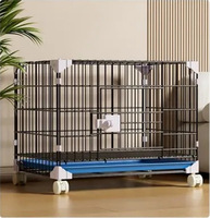 Cage métallique pour chien à assembler soi-même, empilable, avec plateau en plastique, cadre en fer antirouille, toit panoramique et plateau coulissant à vue 360°