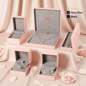 Premium Pink Luxury Jewelry <b>Packing</b> <b>Box</b> Sets Flip Top Matte Gold Stamping Gift Package <b>Box</b> for Jewelry Retail Jewelry Counter - Product Image 1