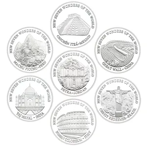 Les sept merveilles du monde Les pièces commémoratives en métal plaqué argent collectent des médailles