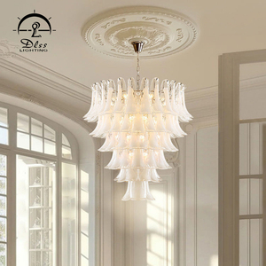 Lustres en verre de Murano pour hôtel, modernes, en fer et verre, ampoules halogènes 3500K blanc chaud, luminaire suspendu pour <span class=keywords><strong>salon</strong></span> central - Product Image 4