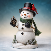 Figurine de bonhomme de neige de Noël en résine, décoration de table, oiseau cardinal, décoration d'intérieur pour les fêtes d'hiver