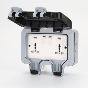 Chiều Cao IP66 13A <span class=keywords><strong>2</strong></span>-<span class=keywords><strong>GANG</strong></span> DP Thời Tiết Ngoài Trời Ổ Cắm Chuyển Mạch Đa Năng Của Anh Với MP22-UN NEON - Product Image 3