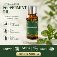 Huile Essentielle d'Aromathérapie de Menthe Poivrée Pure (Mentha Piperita) Distillée Fraîchement, Naturelle et de Qualité Supérieure en Gros