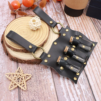 Pochette de rangement créative rétro en cuir PU pour pots à épices, multi-usage, portable, style médiéval punk, support à trois compartiments pour flacons de potions