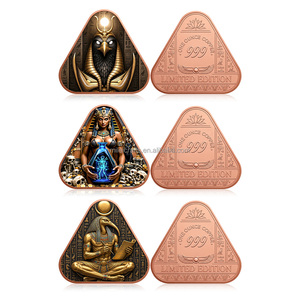 Vente en gros de 3 modèles de pièces de monnaie en cuivre représentant des dieux égyptiens, triangle, 1 oz, cuivre fin .999, impression couleur UV, pièce de monnaie de collection, cadeau - Product Image 4