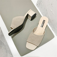 Sandales et pantoufles souples à talon mi-haut ouvertes à l'arrière pour femmes, collection Printemps-Été 2026, style coréen, vente en gros