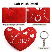 Porte-clés en peluche cœur rouge de 12 cm, brodé avec une lettre d'amour, cadeau de Saint-Valentin, breloque de sac en peluche, vente en gros