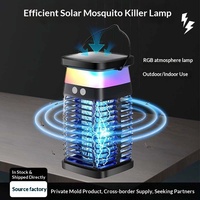 Cross-border New Solar Mosquito Killer LED purple Trap Fly Trap Outdoor Rechargeable Electric Shock Insecticidal Lamp CE