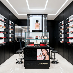 Orta cam LED yaktı vitrin rafı kabine vitrin Kiosk kozmetik oje güzellik salonu Showroom perakende mağaza için - Product Image 5