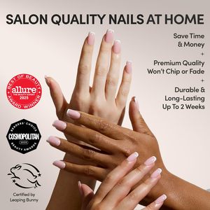 <span class=keywords><strong>Uñas</strong></span> Postizas Glamnetic - Estilo Francés Elegante |   <span class=keywords><strong>Uñas</strong></span> postizas cuadradas medianas con moderna punta francesa micro, calidad de salón |   15 Tamaños - 30 - Product Image 2