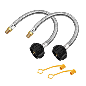 Lot de 2 flexibles de <span class=keywords><strong>propane</strong></span> RV 1/4 NPT de 12 pouces, en acier inoxydable tressé haute résistance, avec connecteur en PVC lisse pour réservoir, standard à deux étages - Product Image 1
