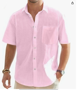 Nouvelle <span class=keywords><strong>chemise</strong></span> à manches courtes en coton et lin <span class=keywords><strong>pour</strong></span> <span class=keywords><strong>homme</strong></span>, <span class=keywords><strong>chemise</strong></span> boutonnée décontractée, haut d'été <span class=keywords><strong>pour</strong></span> la plage - Product Image 6